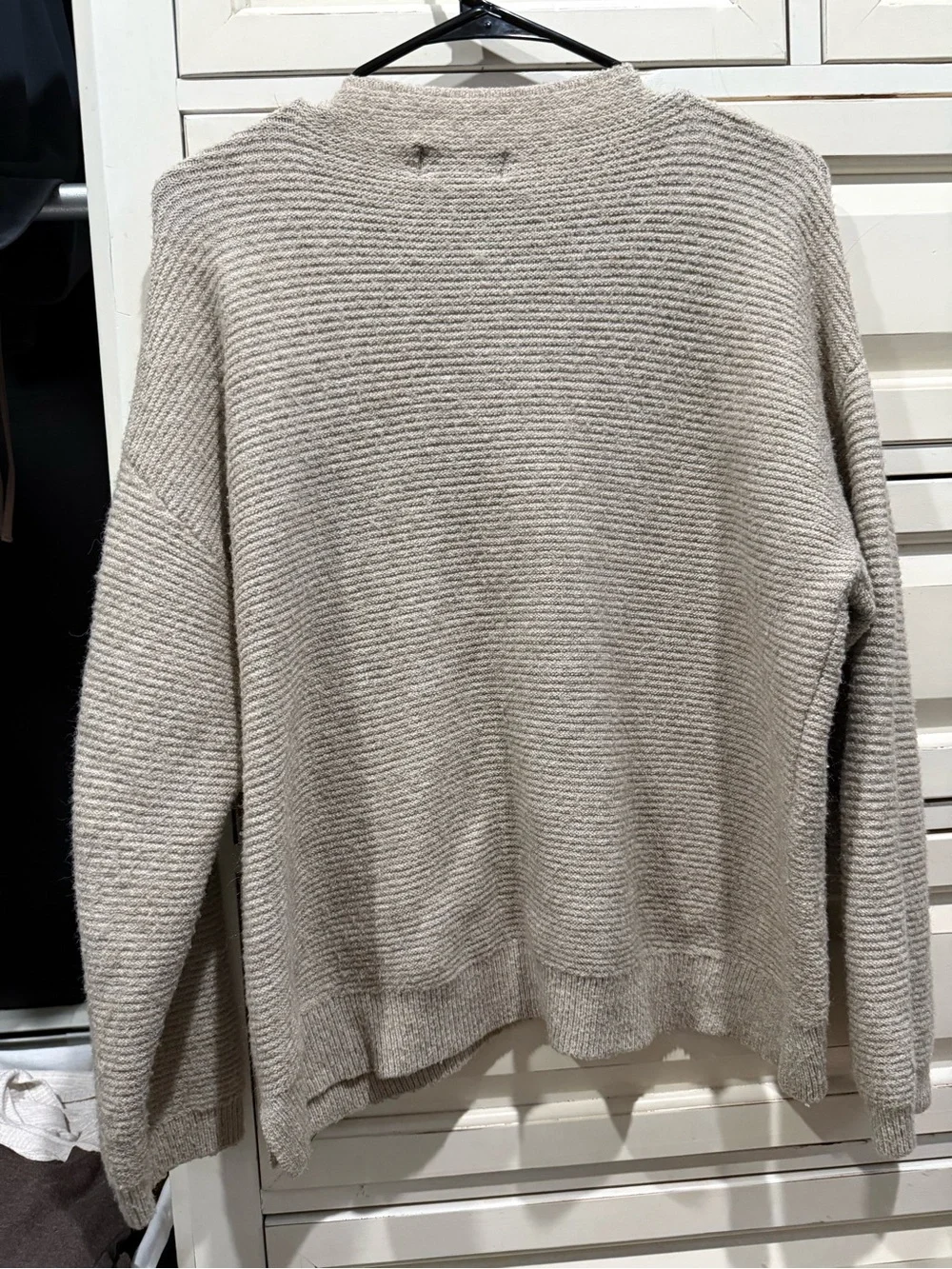 Women’s Crewneck Ribbed Knit Sweater - Light Beige